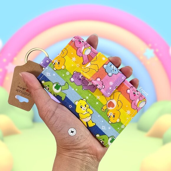 Handmade Care Bears Fabric Card Wallet with Keyring - Picture 3 of 9